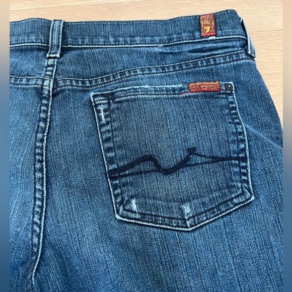 7 For All Mankind Rickie Classic Boyfriend Crop Jeans Womens Size 29 Distressed - Picture 7 of 7
